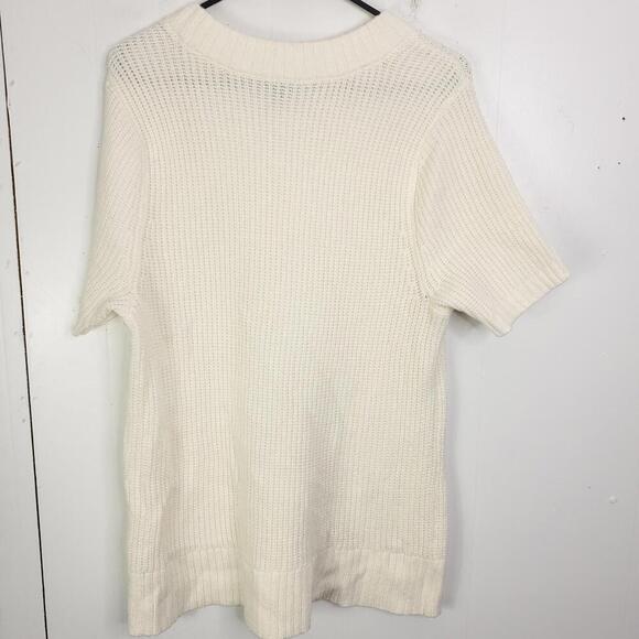 Torrid Sweater Womens 2X Short Sleeve Neutral Cream Waffle Cable Knit Classic - Picture 8 of 9